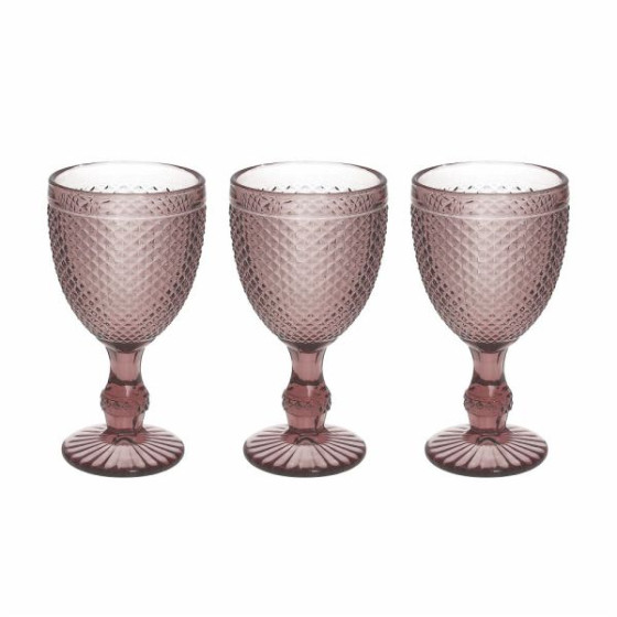 Set 3 Calici Cc280 "Diamante" vetro rosa ciclamino