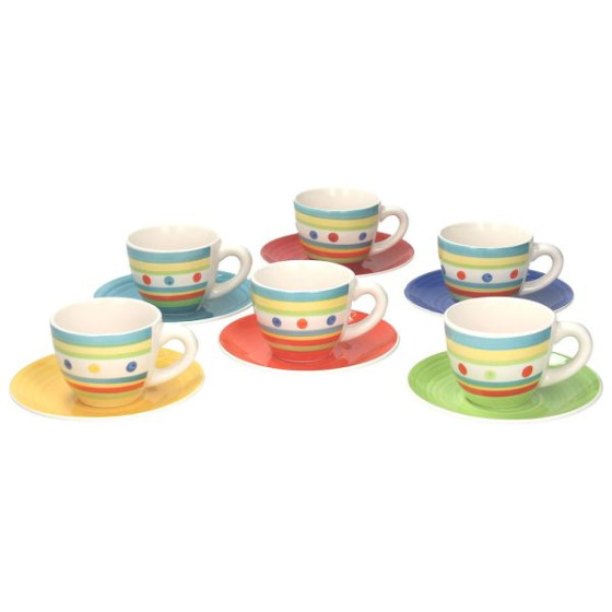 Set 6 Tazze Caffè con Piattino "Holly" multicolor